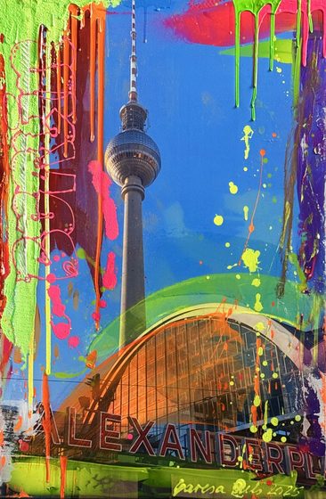 Berlin-Alexanderplatz II – light-reactive painting by Maresa Puls (Berlin, 2025)