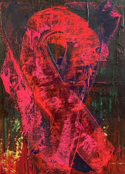 RAW Impulse I – light-reactive painting by Maresa Puls (abstract painting, 2025)