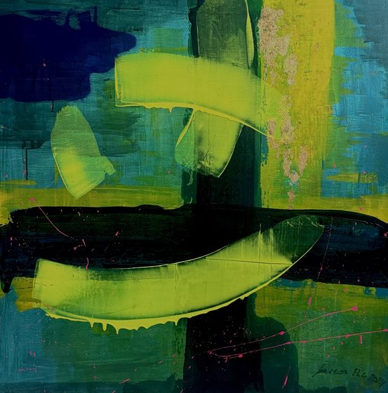 Signals No. 1 – light-reactive painting by Maresa Puls (abstract painting, 2024)