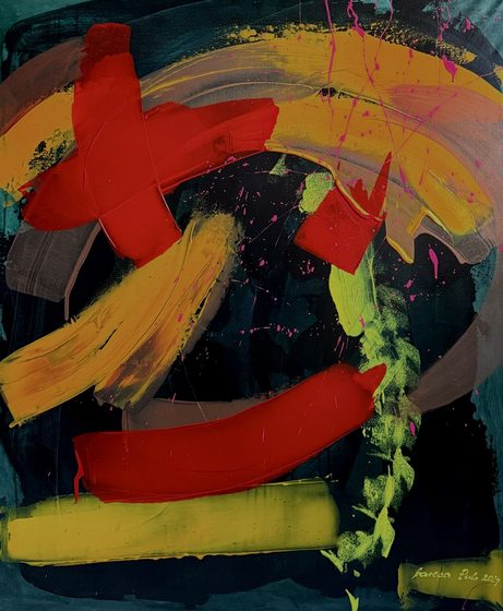 Signals No. 2 – light-reactive painting by Maresa Puls (abstract painting, 2024)