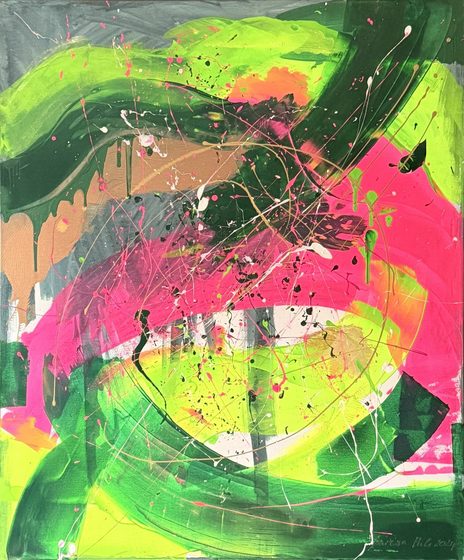 Interruptions – light-reactive painting by Maresa Puls (abstract painting, 2024)