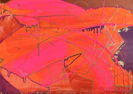 Cross Currents – light-reactive painting by Maresa Puls (abstract painting, 2024)